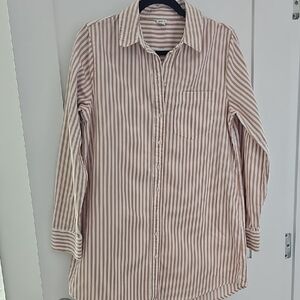 Aerie Striped Button Down Shirt - Pink and White Size S/P